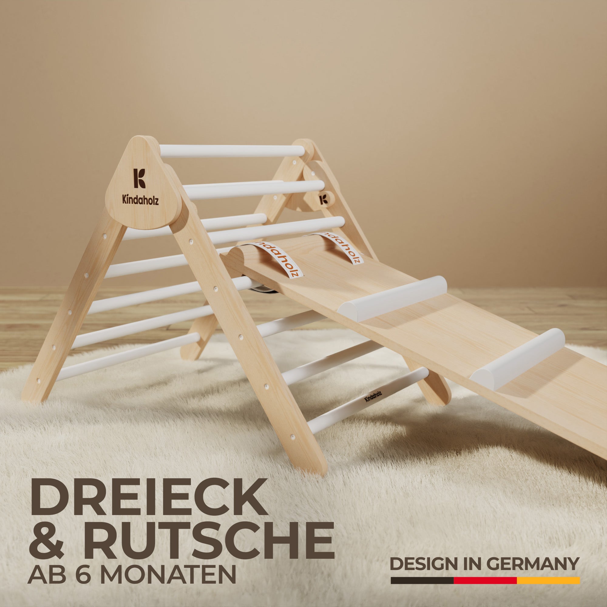 SAMI Kletterdreieck mit MIKA Rutschrampe – Montessori Kletterset, Design aus Deutschland, ab 6 Monaten