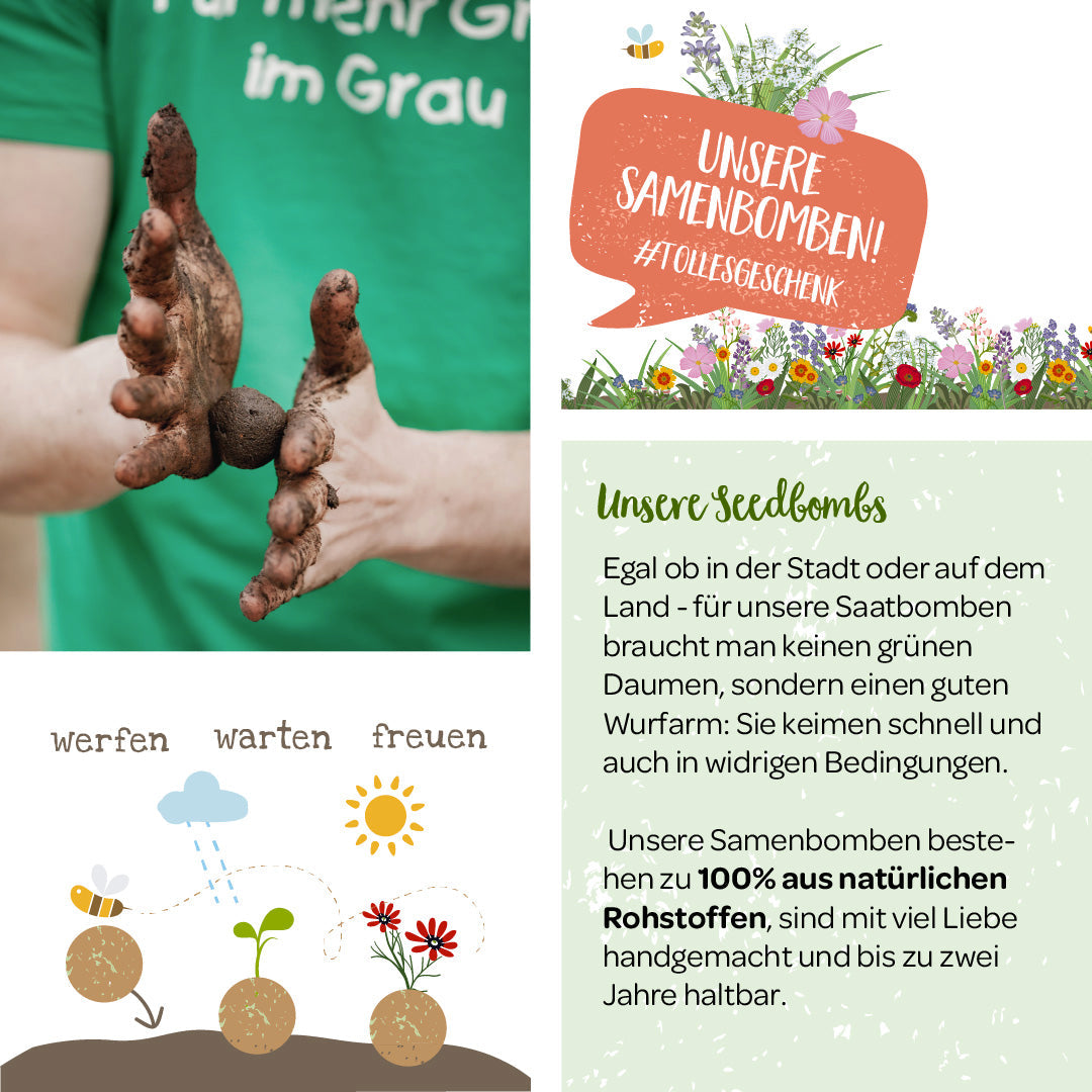 Kräuter-Samenbomben im Jutebeutel