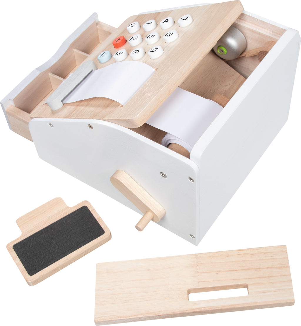 Kaufmannskasse Art. 51481 – Holzkasse mit Kreide-Display und Kassenrolle