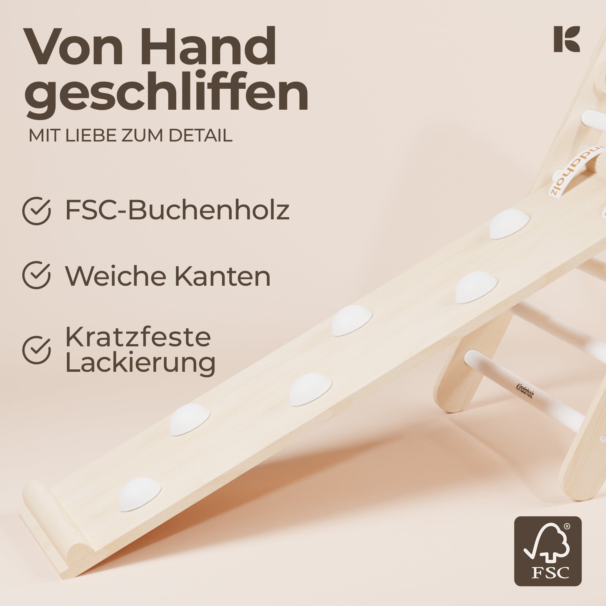NOAH Rutschrampe weiß – Kletterrampe aus FSC-Buchenholz ab 6 Monaten