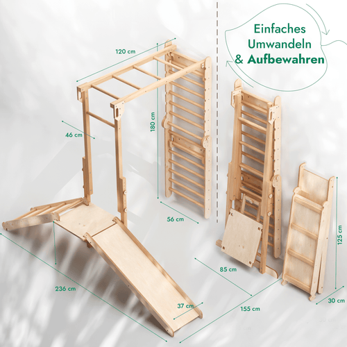 7-in-1 Dschungel-Spielset für Kinder: Sprossenwand + Kletterstange + Schaukelset + Rutsche + Kletterrampe-1