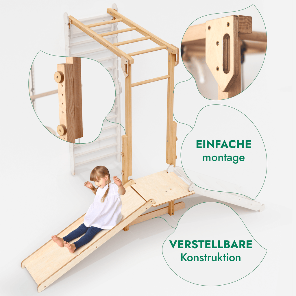7-in-1 Dschungel-Spielset für Kinder: Sprossenwand + Kletterstange + Schaukelset + Rutsche + Kletterrampe-3