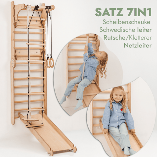 8in1 Kletterwand Indoor Sprossenwand mit Rutsche für Kinder – KinderGlück