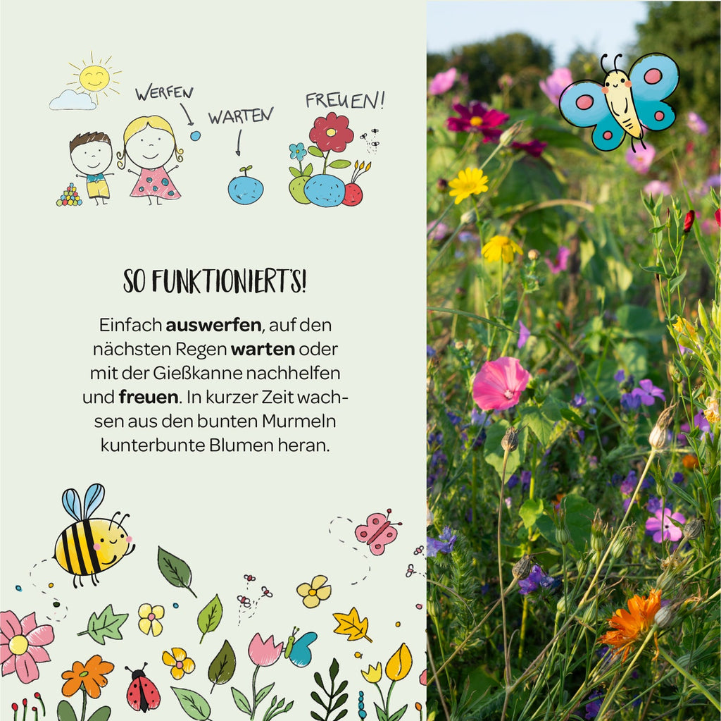 10x5 Blumenmurmeln im Tütchen "Frühlingsgruß"