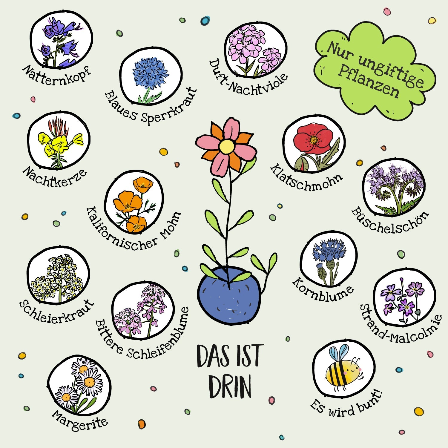 10x5 Blumenmurmeln im Tütchen "Ostergrüße"