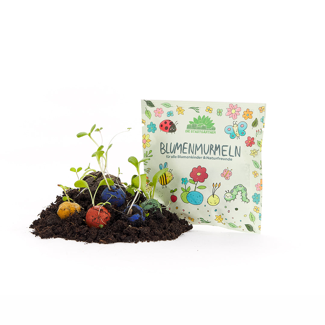 10x5 bunte Blumenmurmeln im Tütchen