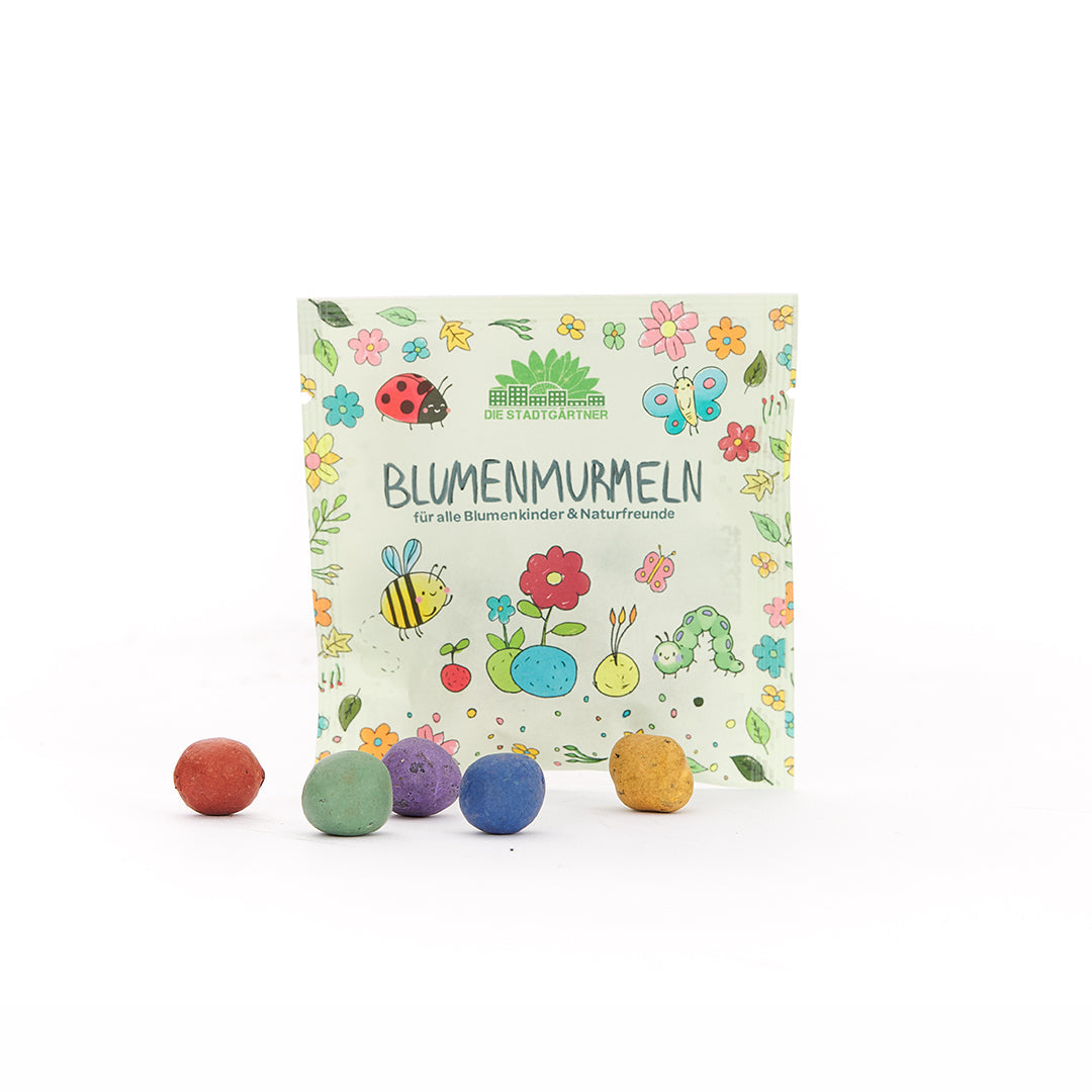 10x5 bunte Blumenmurmeln im Tütchen