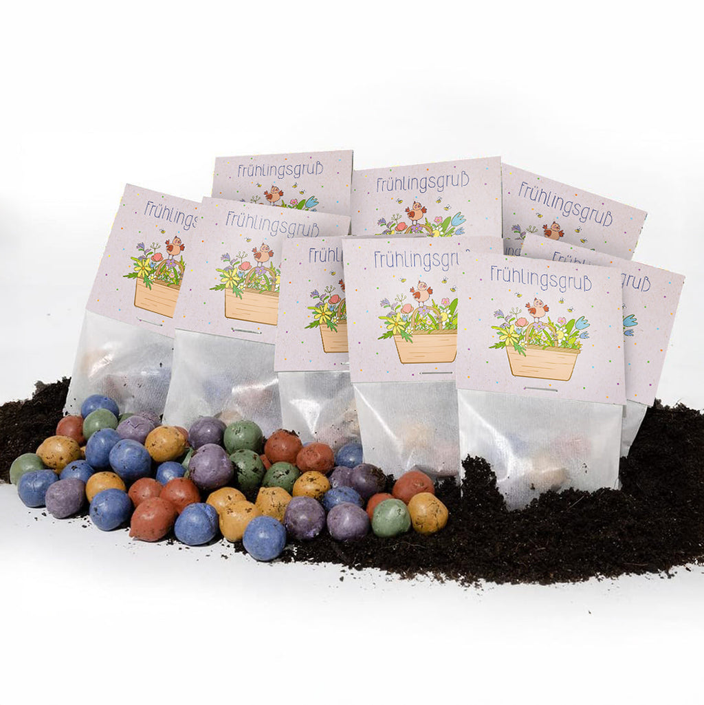 10x5 Blumenmurmeln im Tütchen "Frühlingsgruß"