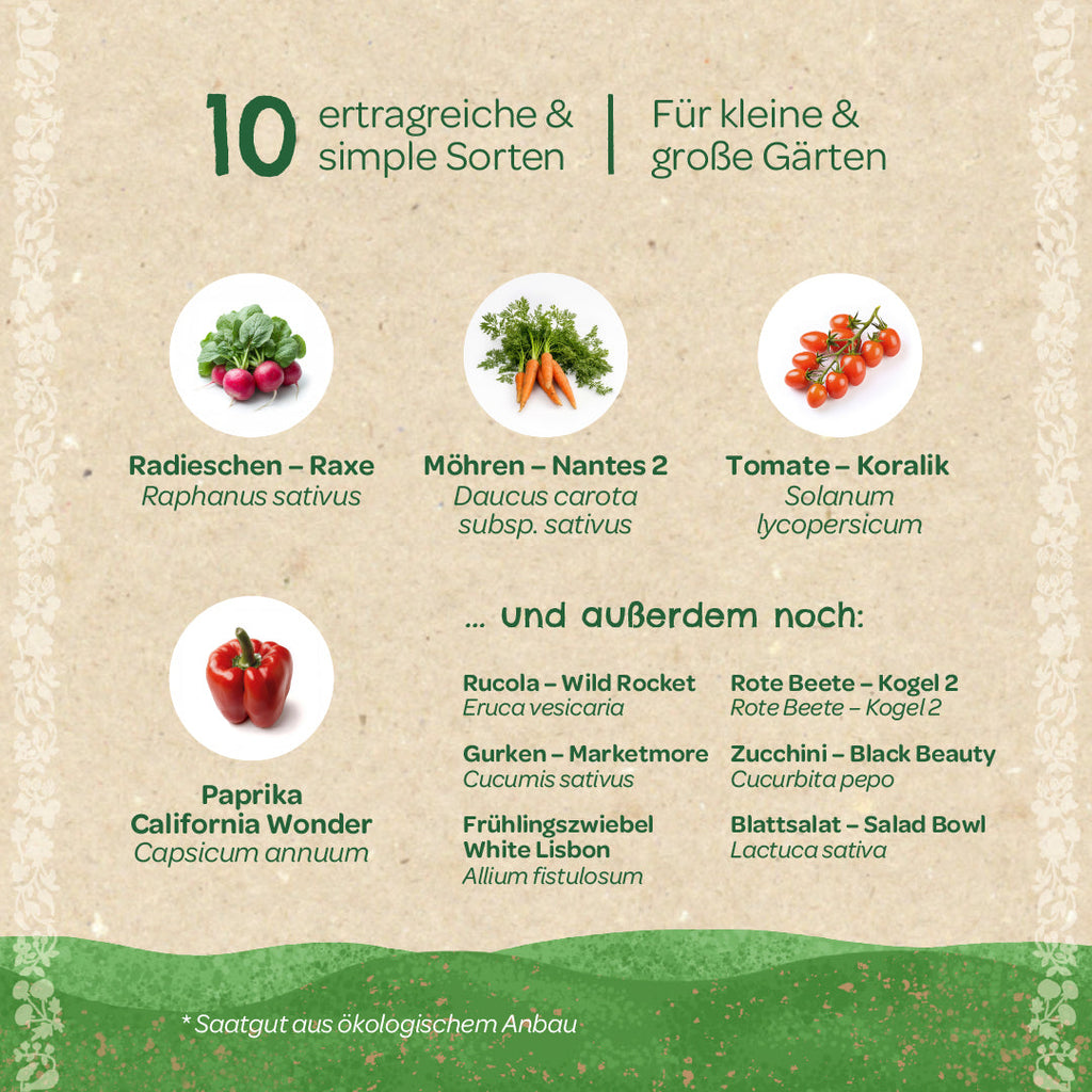 BIO-Saatgut-Set "Gartengemüse"