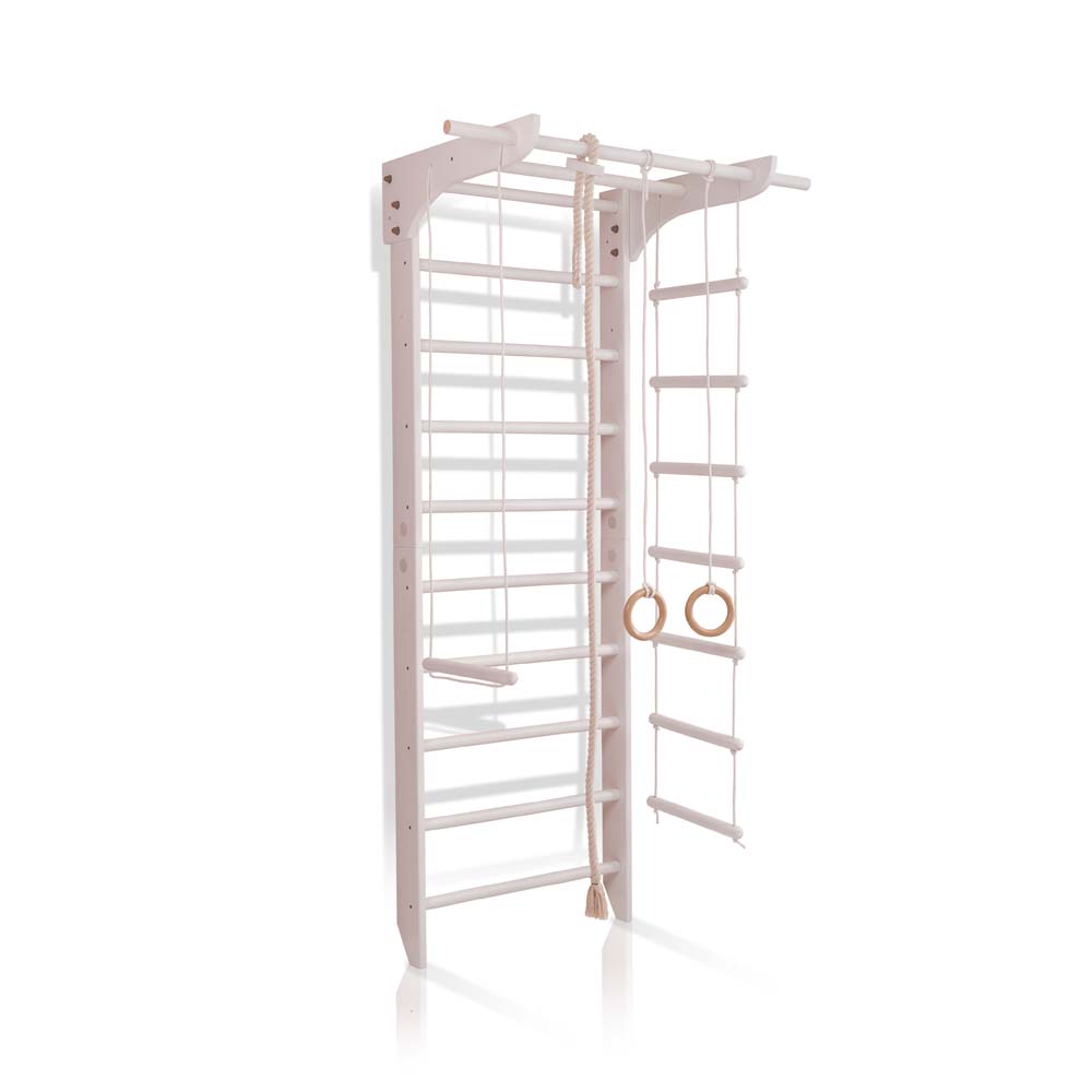 Švediška - gimnastikos sienelė su priedais 220x80 cm. /balta new-0