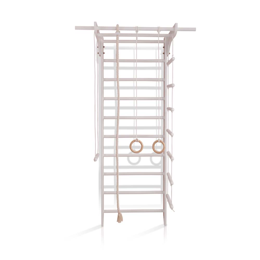 Švediška - gimnastikos sienelė su priedais 220x80 cm. /balta new-3