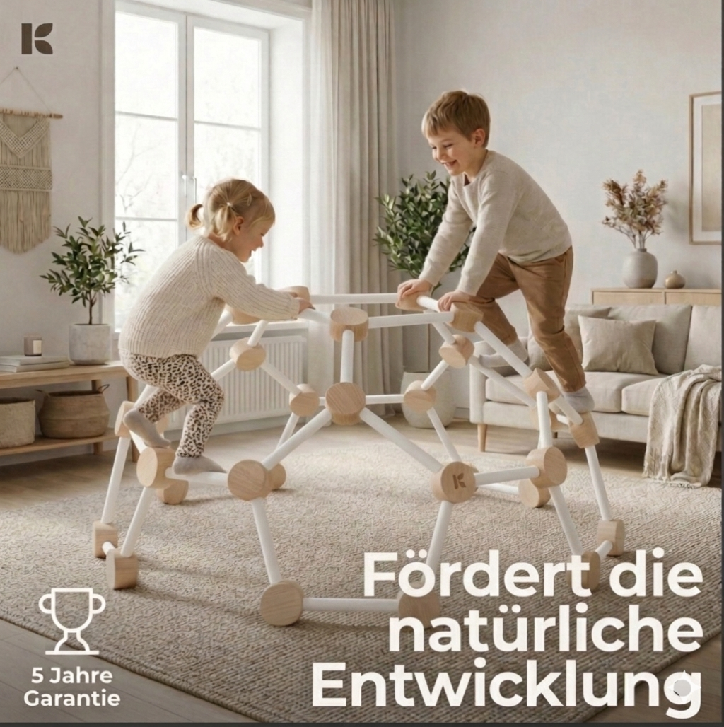 MAXI Kletterdom weiß – Zwei Kinder klettern, 5 Jahre Garantie, fördert natürliche Entwicklung | KinderGlück
