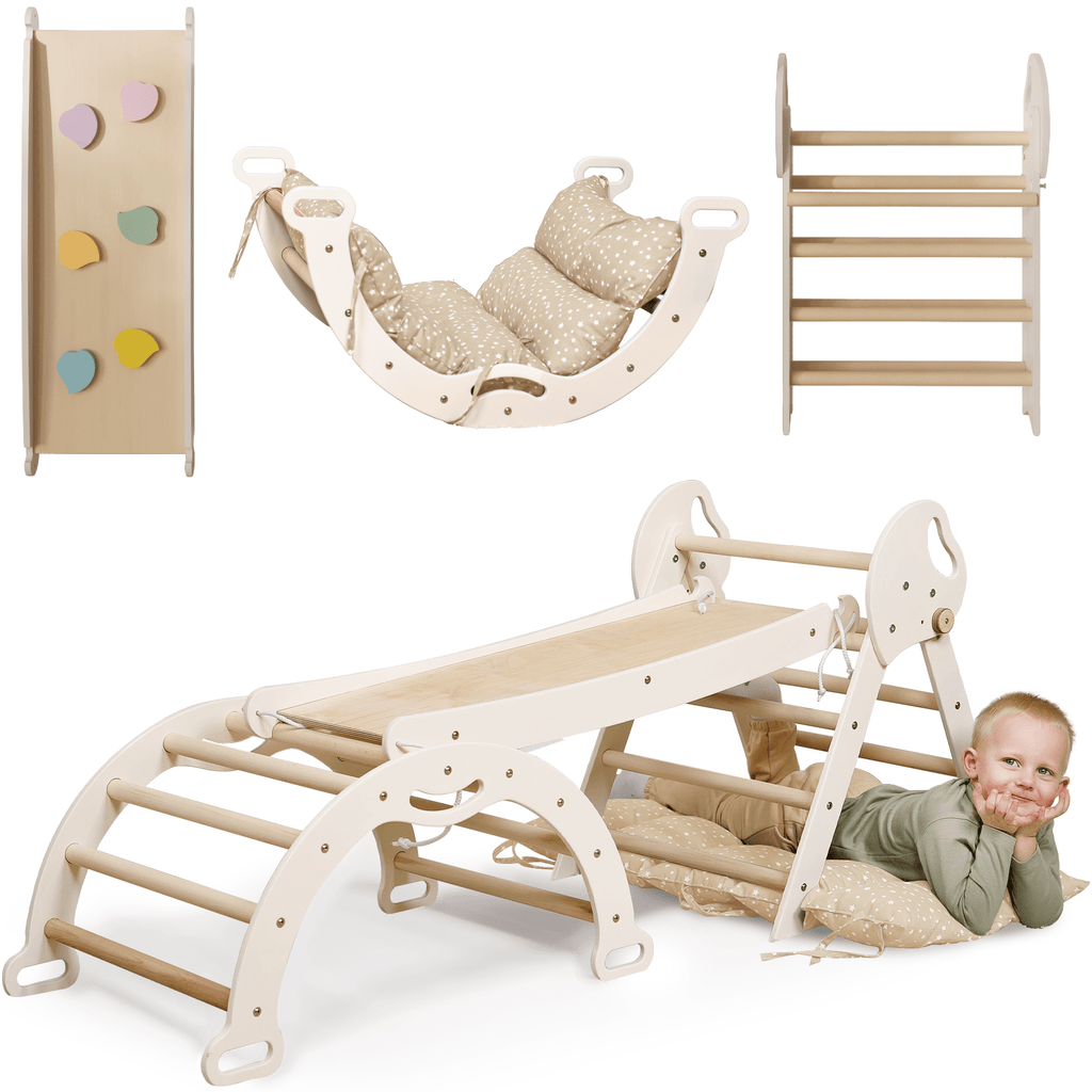 Montessori 4in1 Kletterdreieck für Babys: Pikler-Dreieck, Kletterbogen, Rutschbrett und Kissen für Kleinkinder (1–3 Jahre)-5